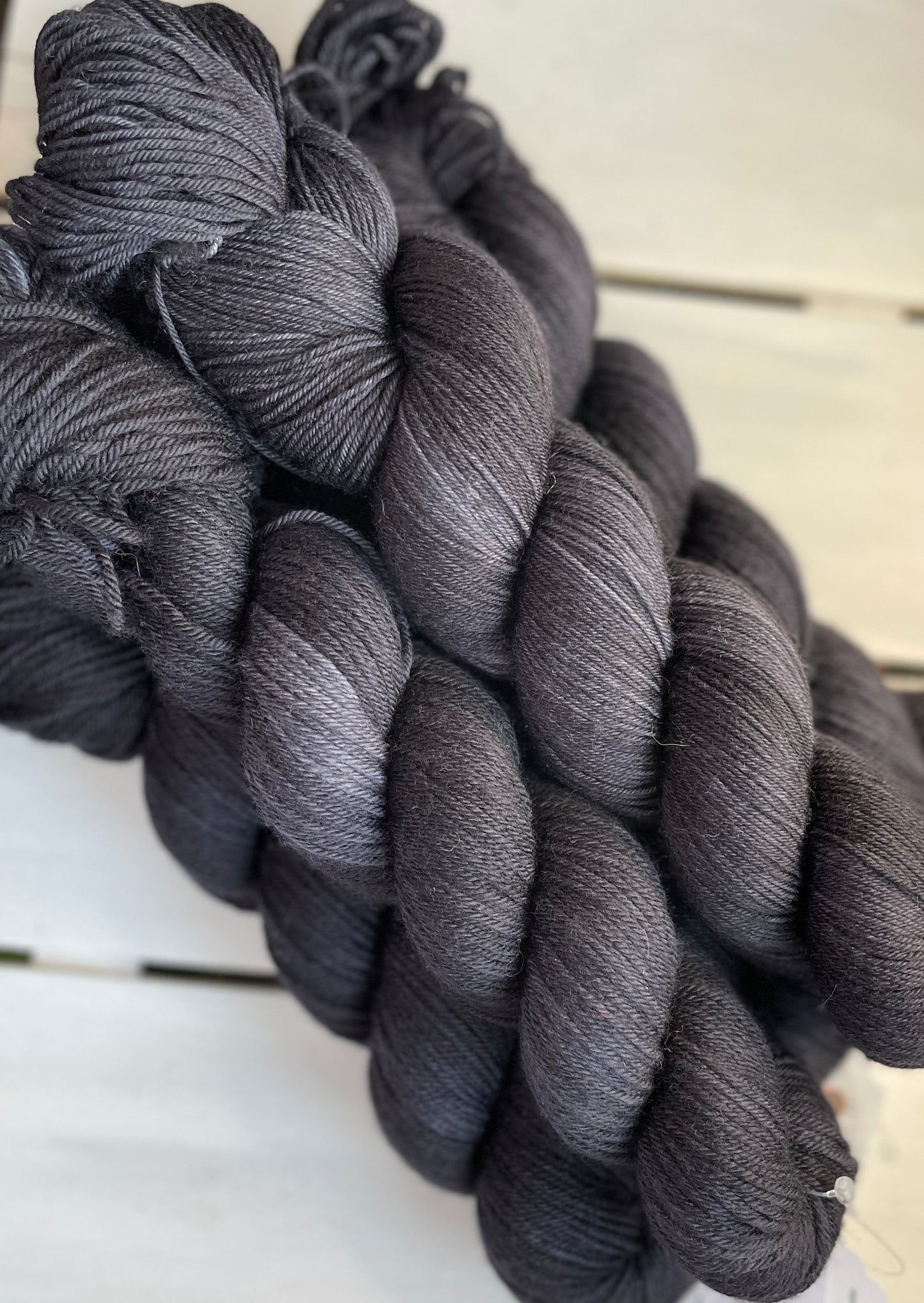 Jet Black, superwash merino wool