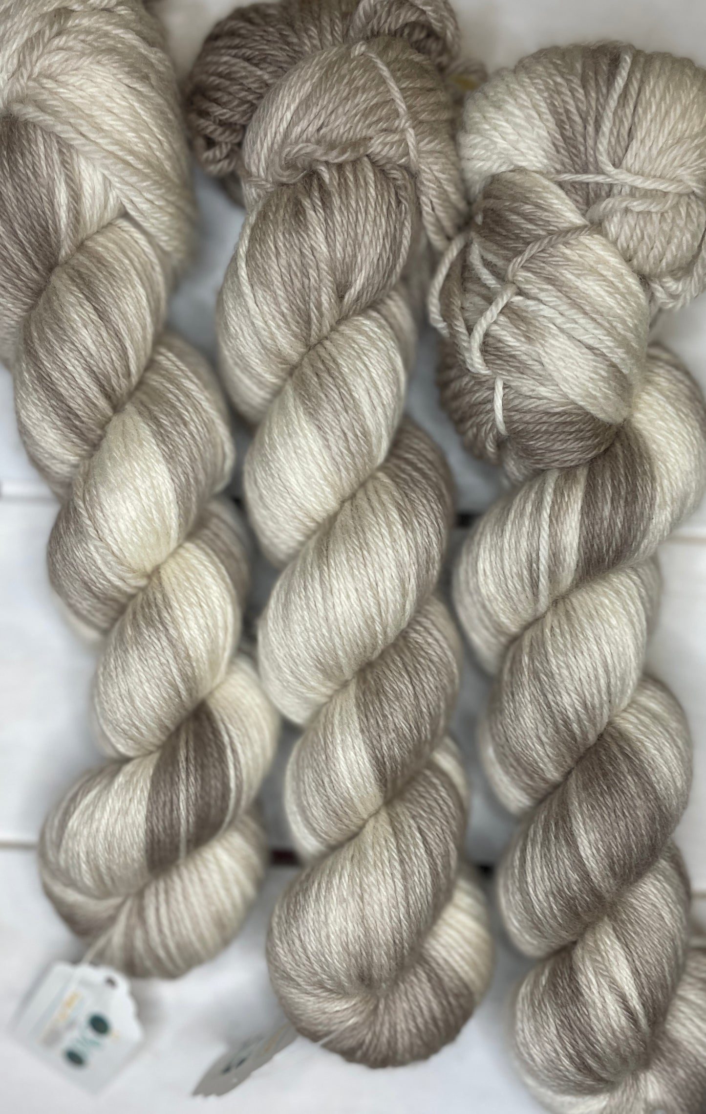 Silver Dapple, beige,grey,silver tones, superwash merino wool