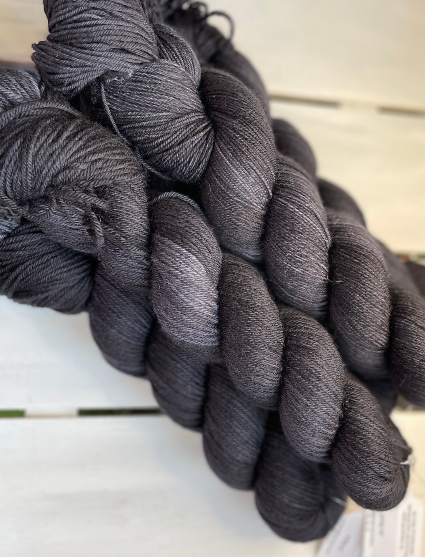 Jet Black, superwash merino wool