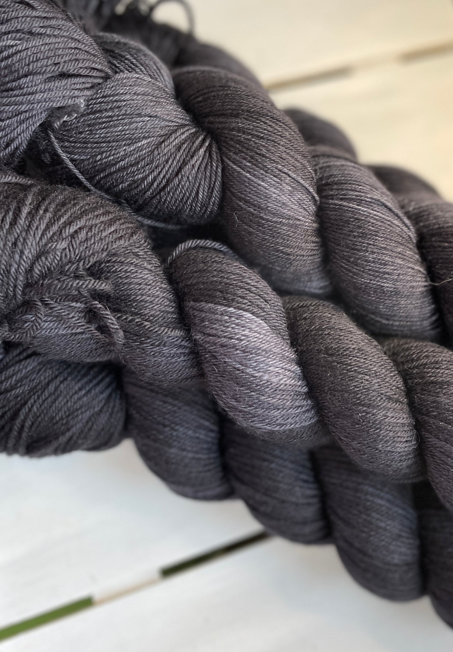 Jet Black, superwash merino wool