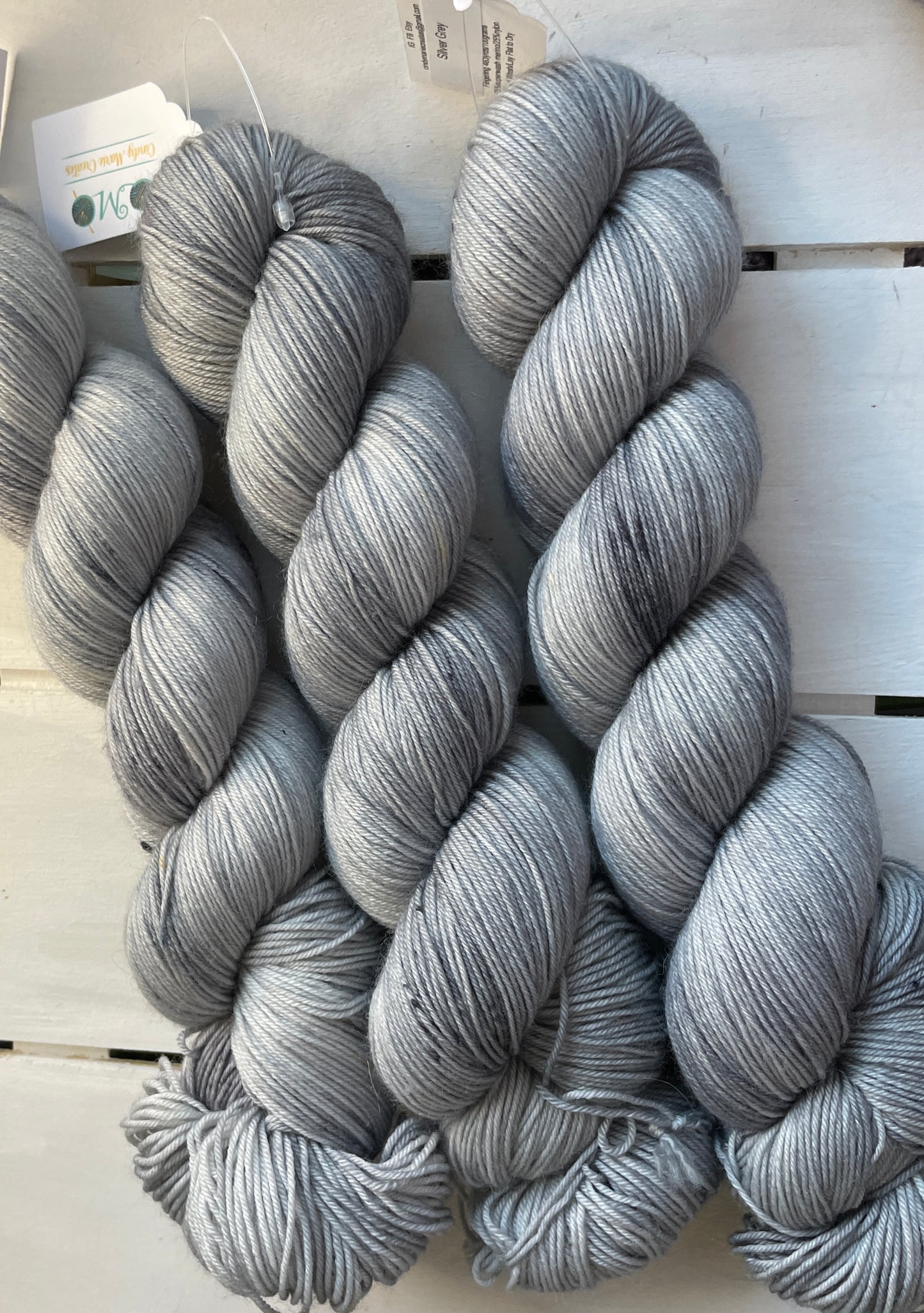 Silver Grey, superwash merino wool