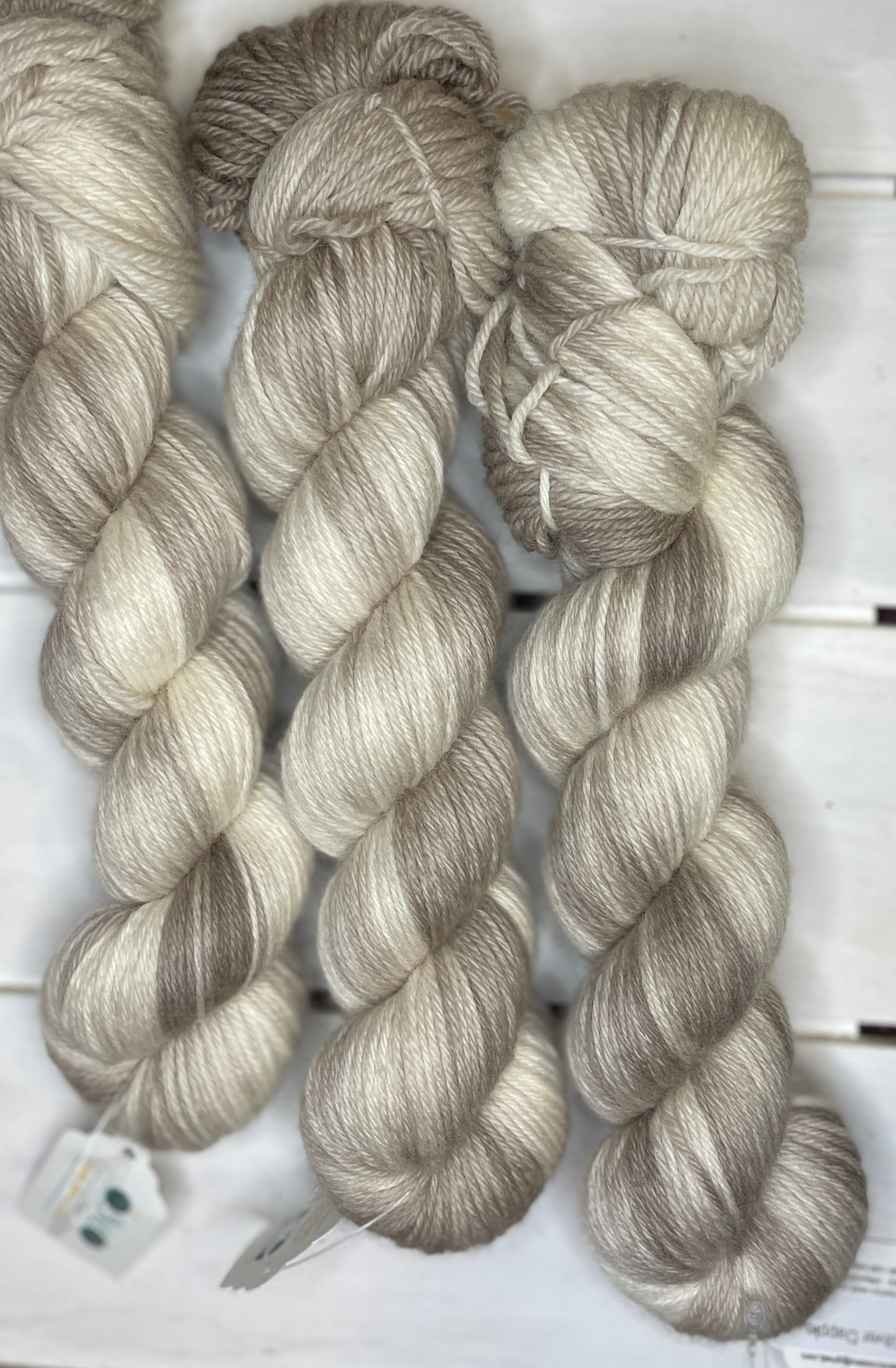 Silver Dapple, beige,grey,silver tones, superwash merino wool