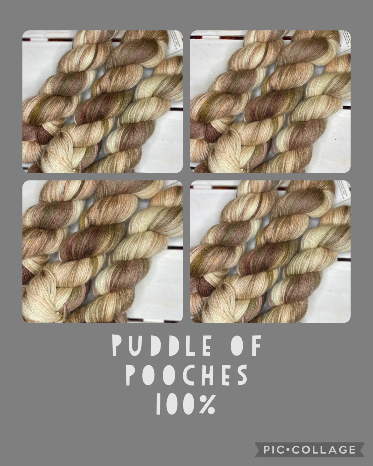 Puddle of Pooches, brown, tan, beige superwash merino wool