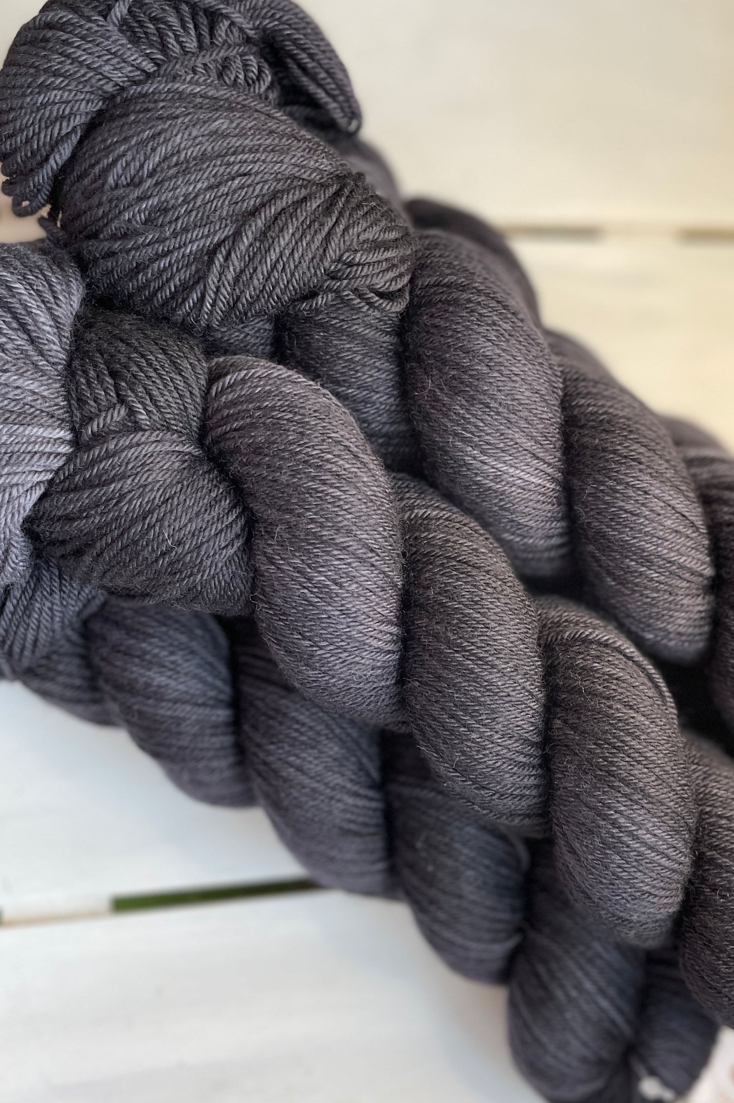 Jet Black, superwash merino wool