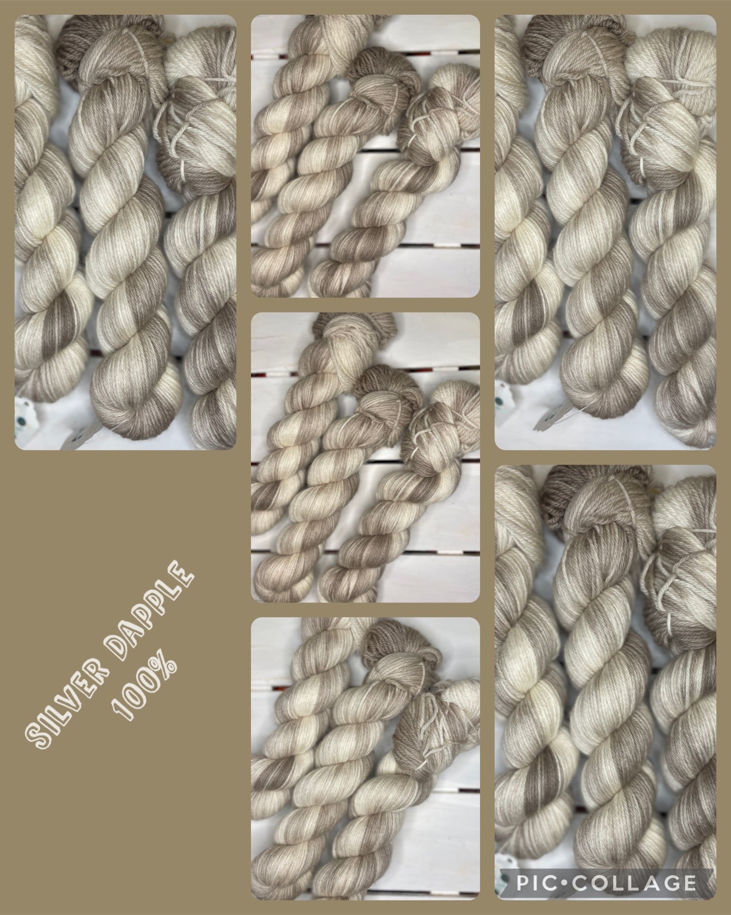 Silver Dapple, beige,grey,silver tones, superwash merino wool