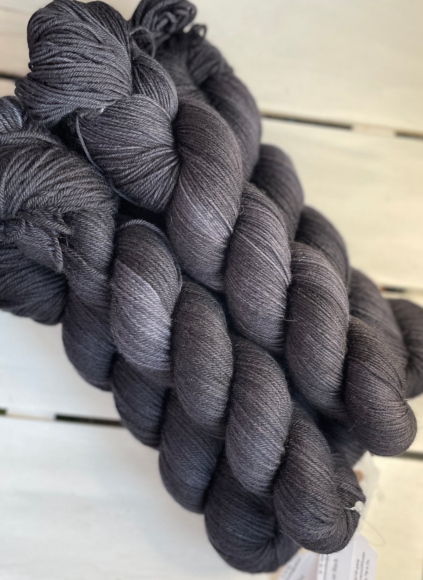 Jet Black, superwash merino wool