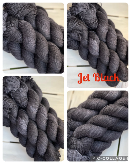 Jet Black, superwash merino wool