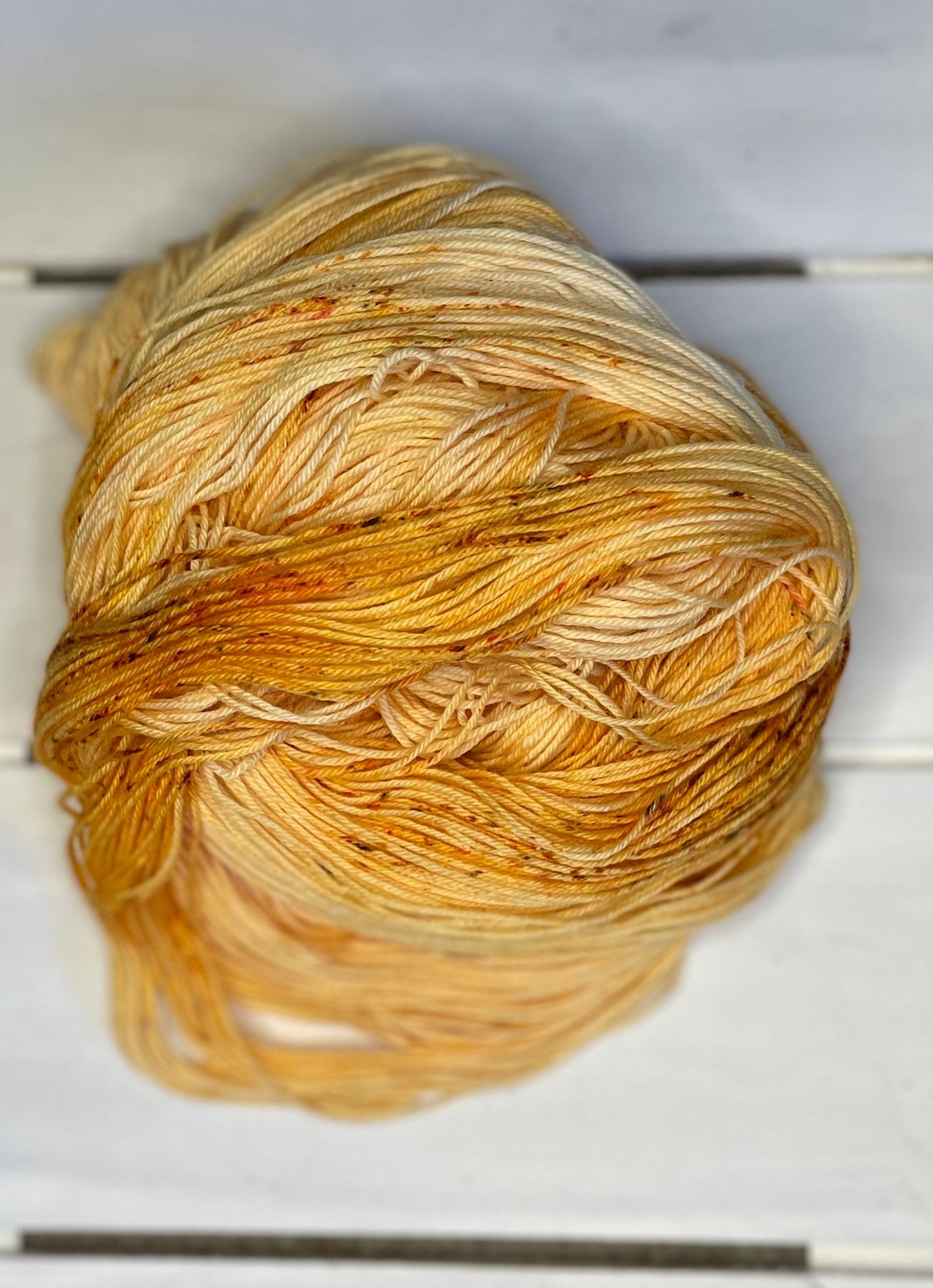 Heavenly Honey, cream, yellow, orange. 75 superwash merino/25%nylon