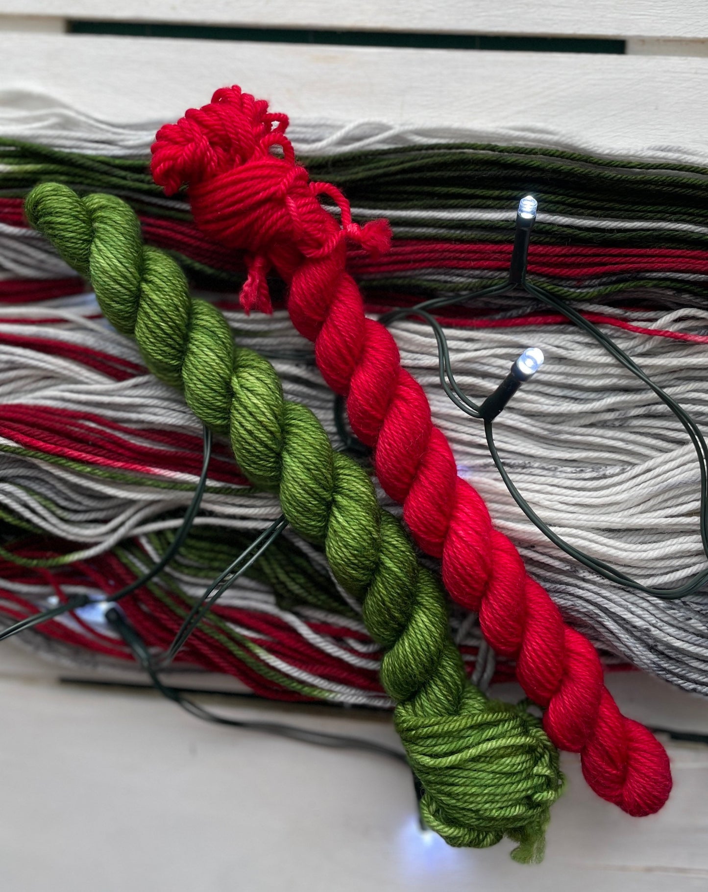 Winter Berry, 75merino/25nylon% grey,red and green