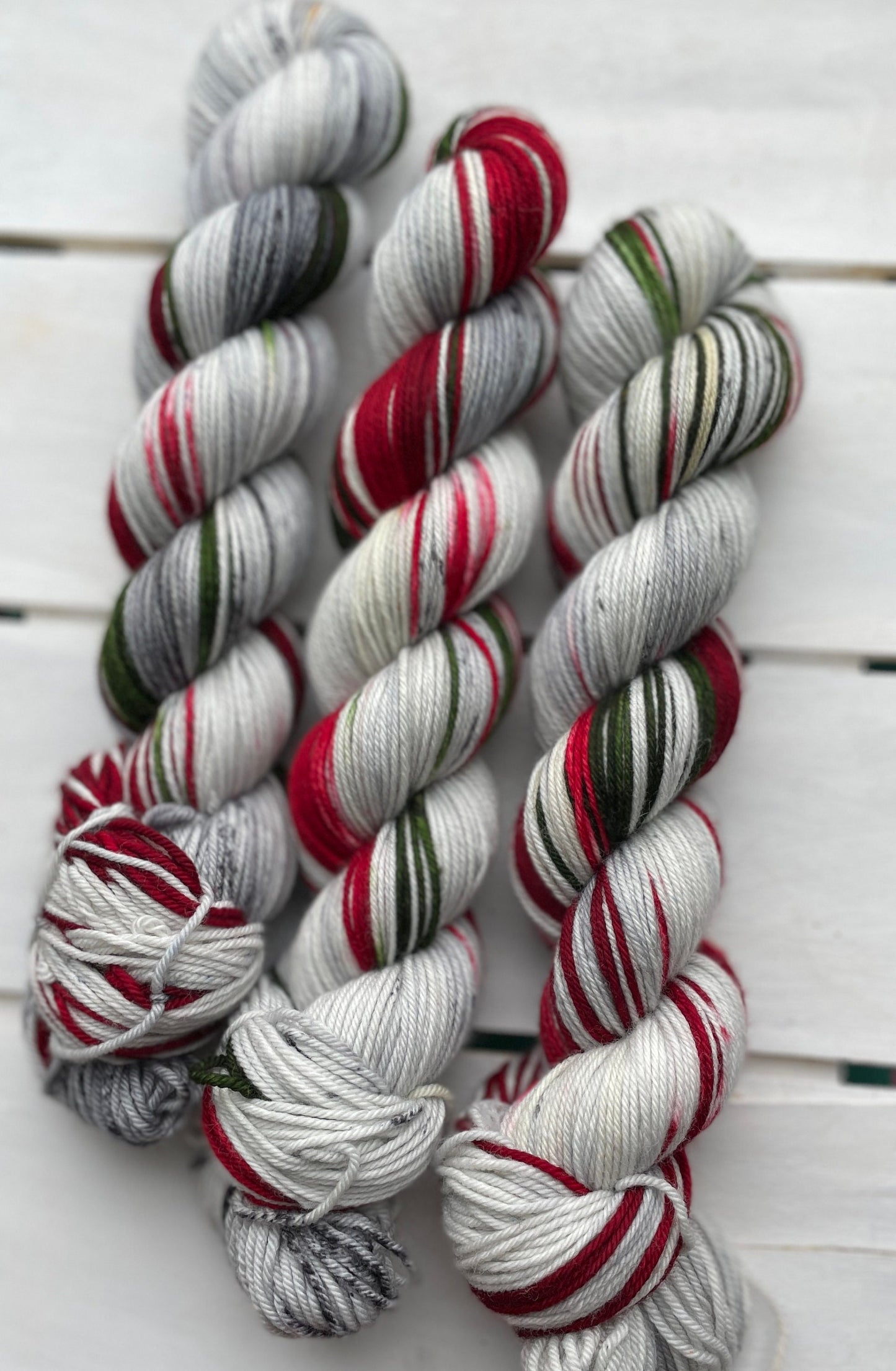 Winter Berry, 75merino/25nylon% grey,red and green