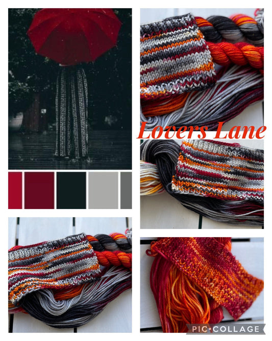 Lovers Lane, Black, red, orange, grey 75superwash merino/25nylon